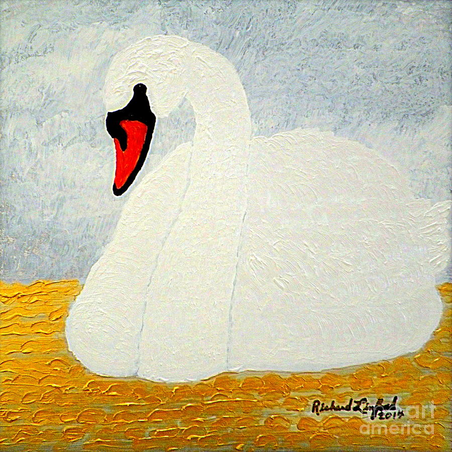 White Swan Lake Painting by Richard W Linford