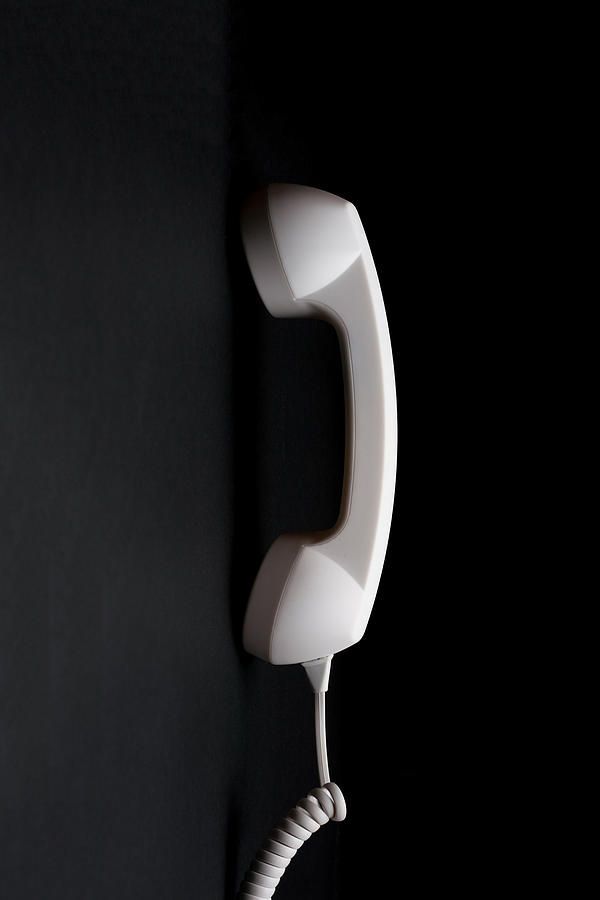 Vintage Photograph - White Telephone Headset by Ilcho Trajkovski