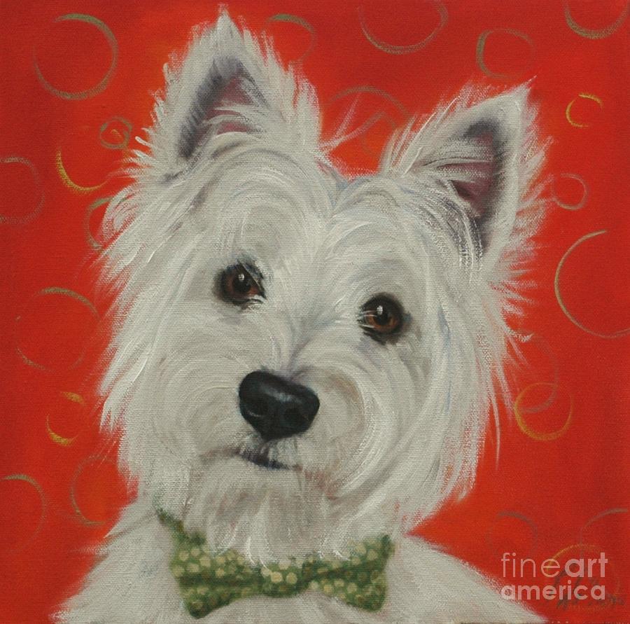 White Terrier Painting by Pet Whimsy  Portraits
