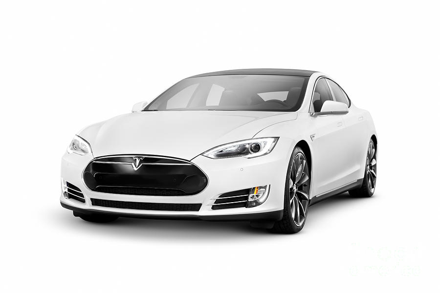 White Tesla Model S luxury electric car Photograph by Maxim Images Exquisite Prints