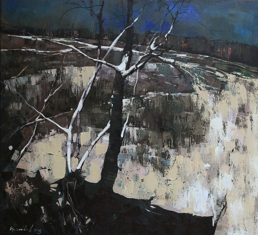 Tree Painting - White thread by Anastasija Kraineva