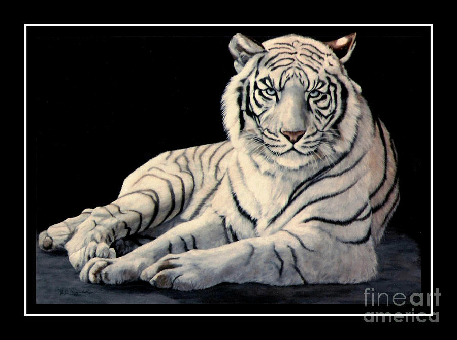 Cat Painting - White Tiger by DiDi Higginbotham