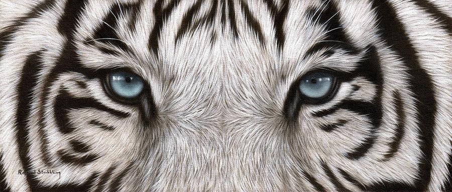 White Tiger Eyes Painting Painting by Rachel Stribbling