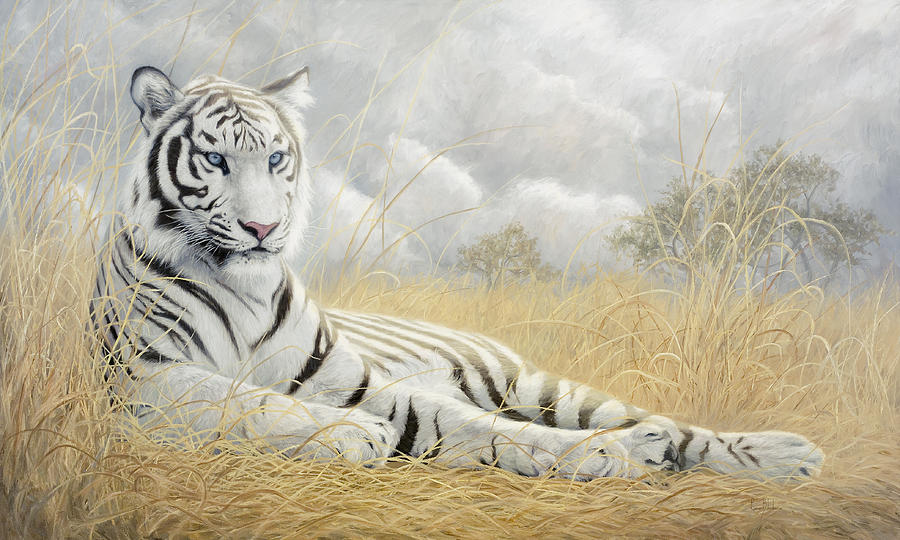 White Tiger Painting by Lucie Bilodeau
