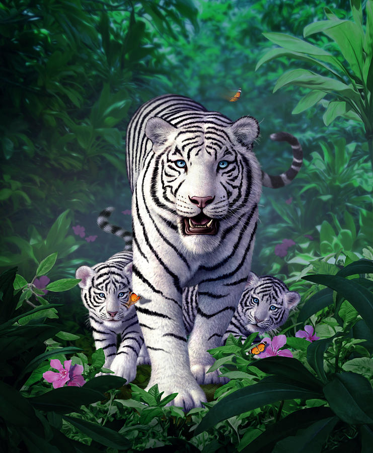 White Tigers Digital Art - White Tigers by Jerry LoFaro White Tigers Digital Art - White Tigers by Jerry LoFaro