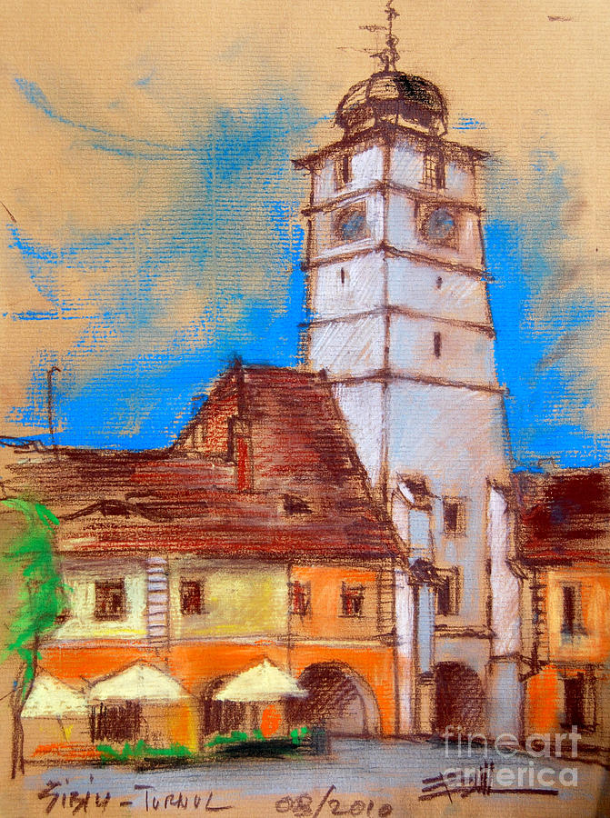 White Tour In Sibiu Painting by Mona Edulesco