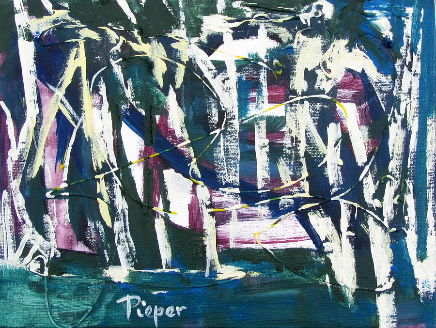 White Tree Abstraction Painting by Betty Pieper