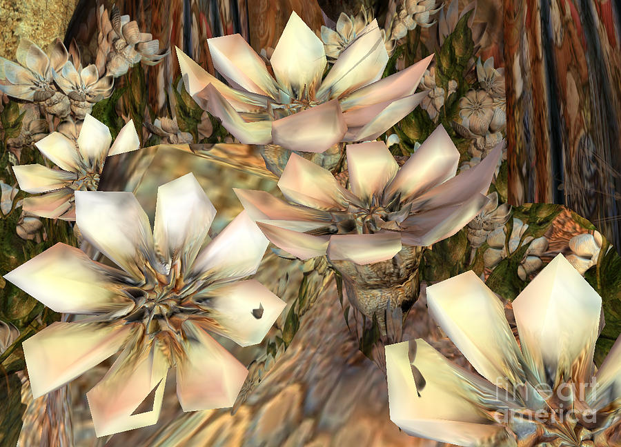White treeflowers Digital Art by Susanne Baumann