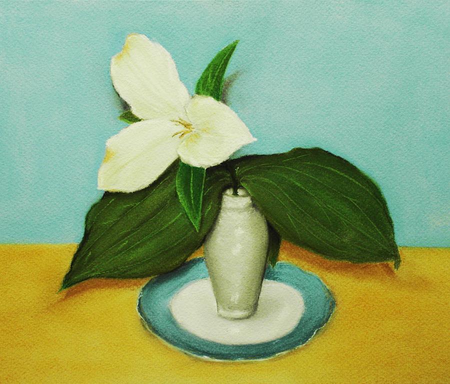 White Trillium Painting by Anastasiya Malakhova