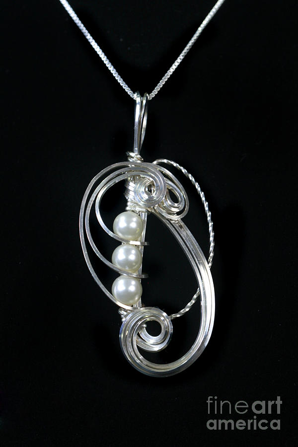 White Jewelry - White Triple Pearl Swirl Pendant in Sterling by Holly Chapman
