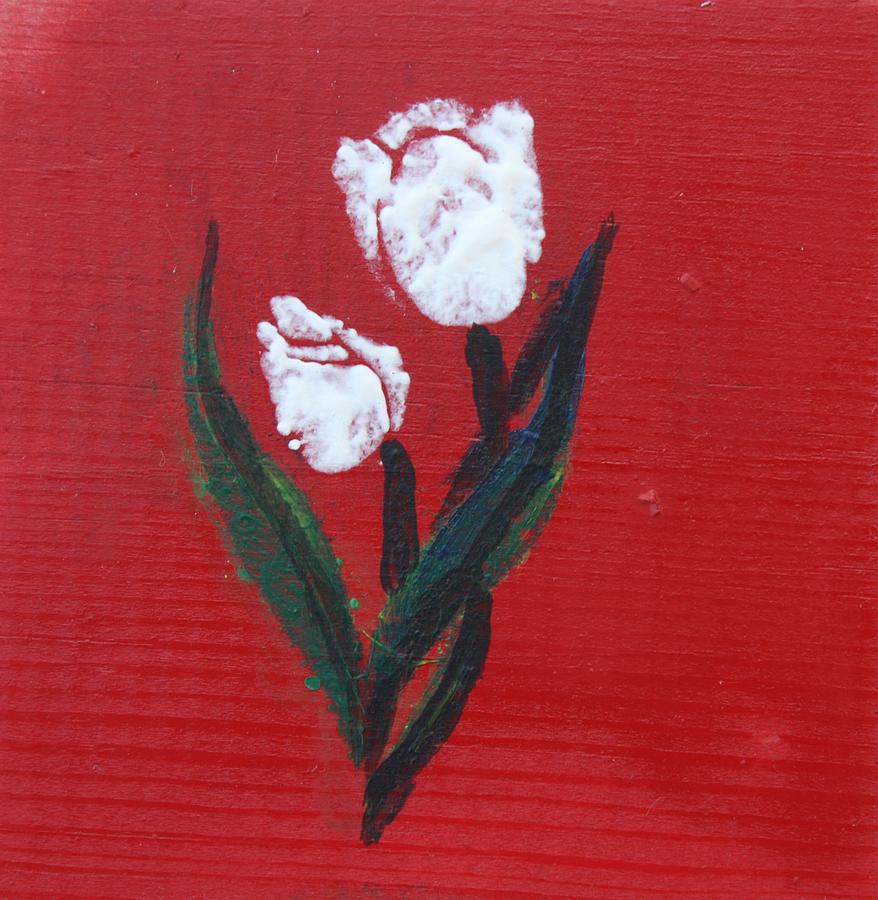 White Tulip Painting by Roger Cummiskey