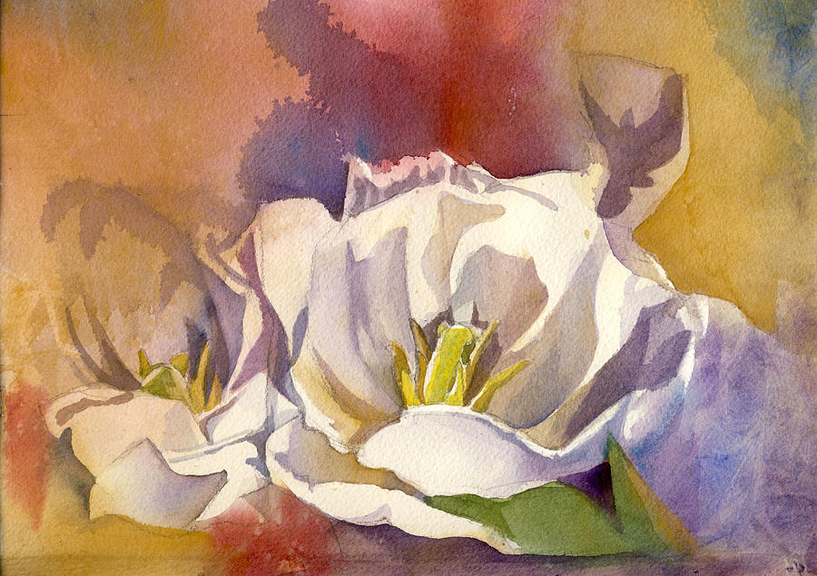 White Tulip With Red  Painting by Alfred Ng