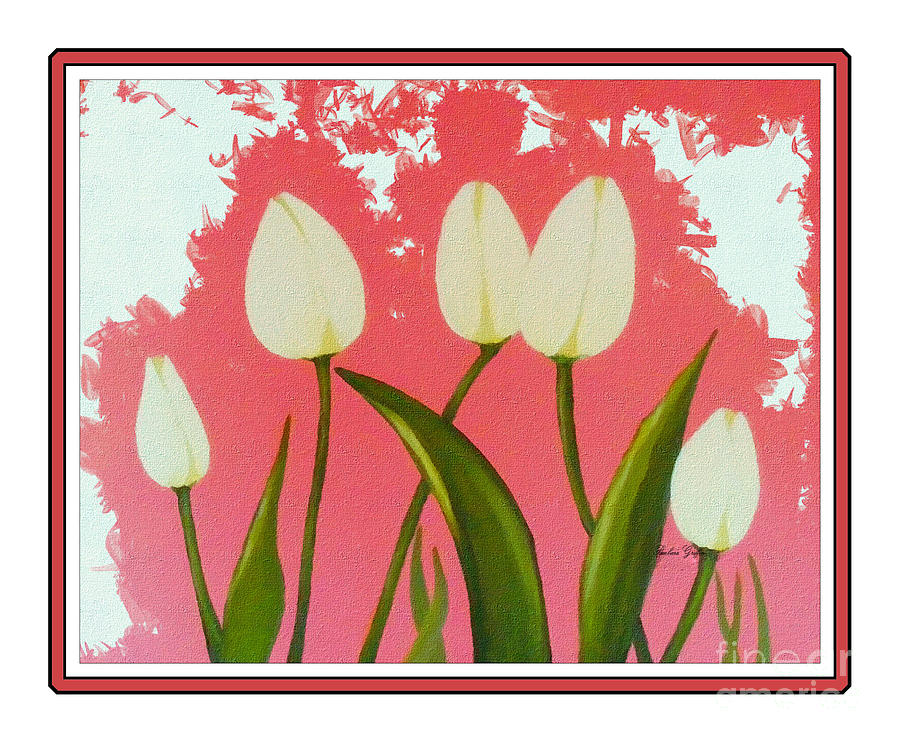 White Tulips Dance in the Sun Painting by Barbara A Griffin