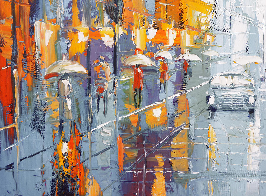 White umbrellas Painting by Dmitry Spiros