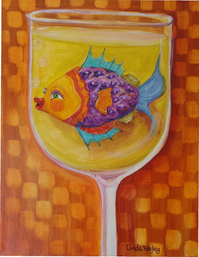 White Wine Painting by Linda Kegley