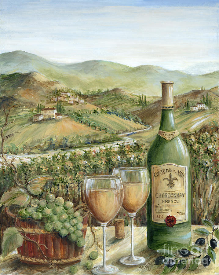 White Wine Lovers Painting by Marilyn Dunlap