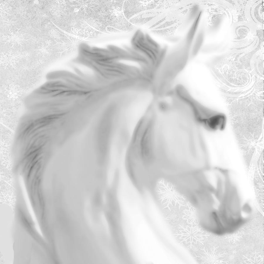 White Winter Horse 1 Painting by Tony Rubino