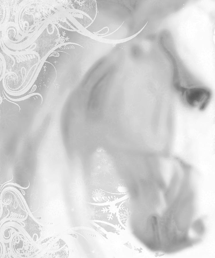 White Winter Horse 2 Painting by Tony Rubino