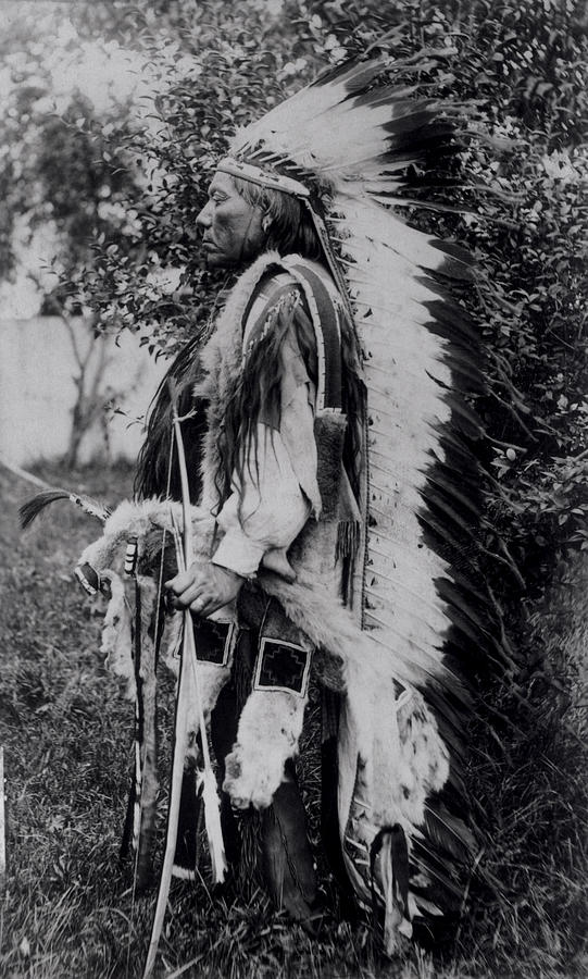 Portrait Photograph - White Wolf, A Comanche Chief, C.1891-98 Bw Photo by American School