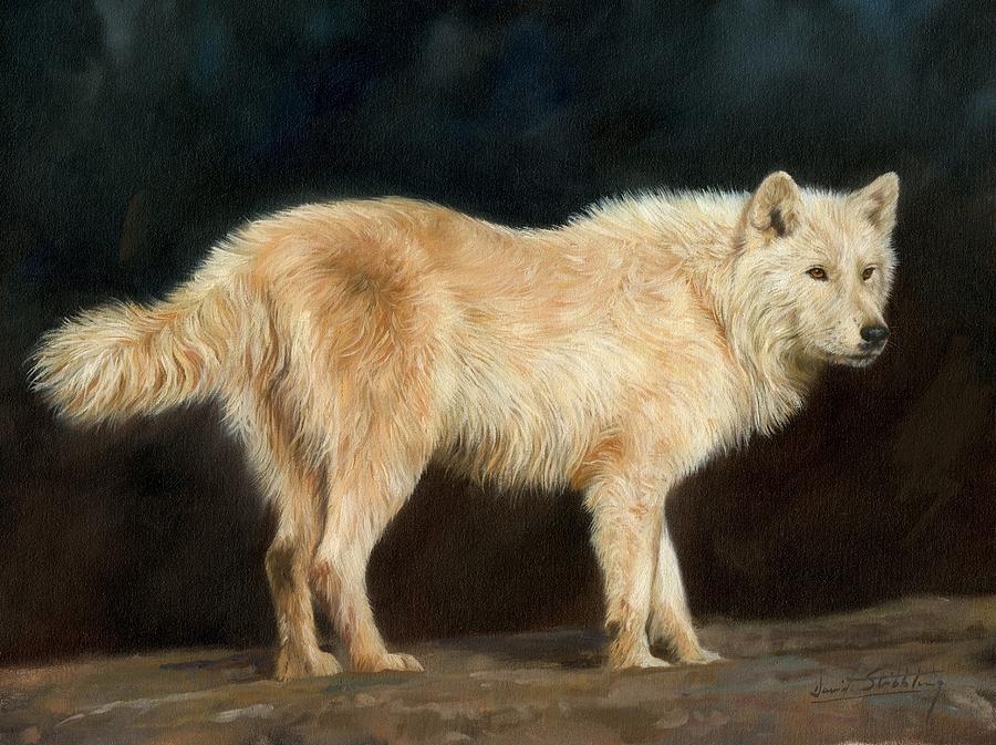 White Wolf Painting by David Stribbling - Pixels