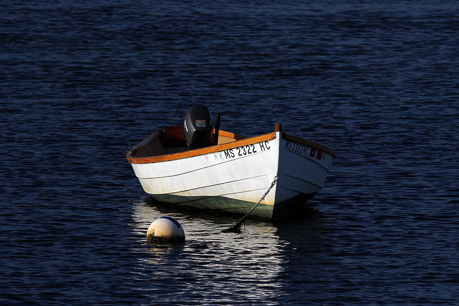 White Wooden Dinghy at Pamet Harbor on Cape Cod Photograph by Juergen Roth