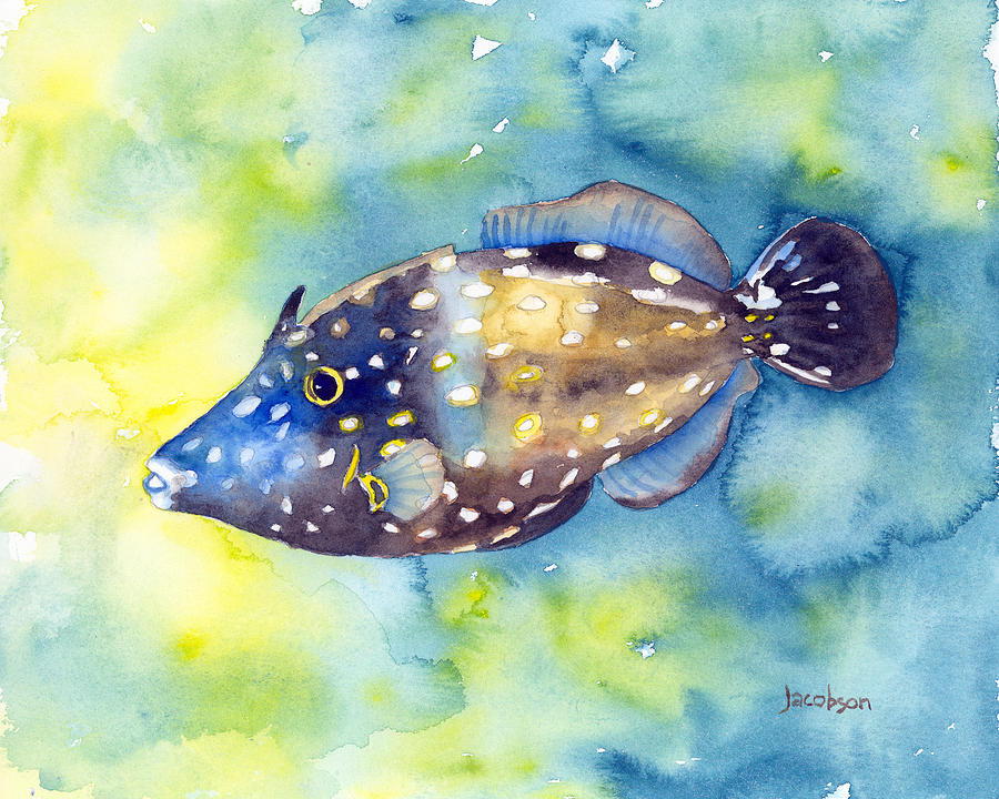 Whitespot Filefish Painting by Pauline Walsh Jacobson