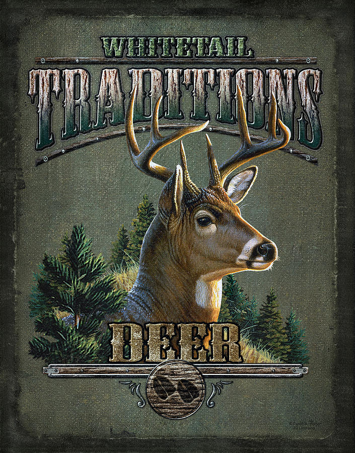 Deer Painting - Whitetail deer Traditions by JQ Licensing