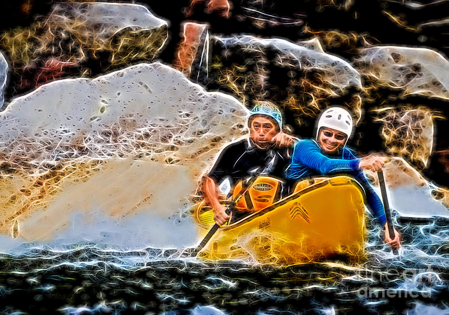 Whitewater canoe paddlers Photograph by Les Palenik