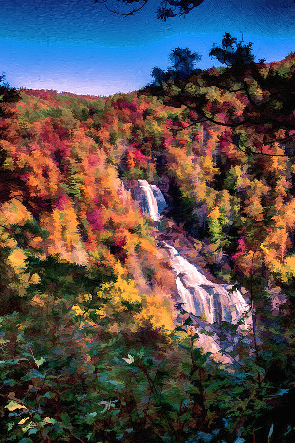 Whitewater Falls in Autumn Painting by John Haldane