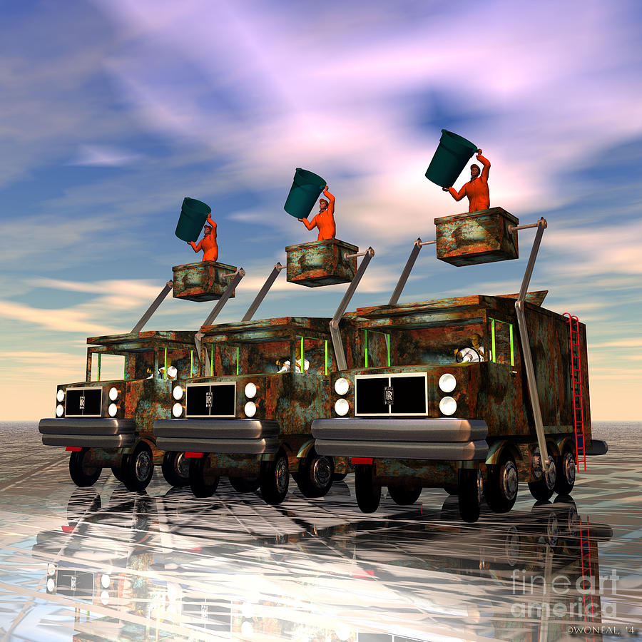 Truck Digital Art - The Waste Management Revue Show by Walter Neal