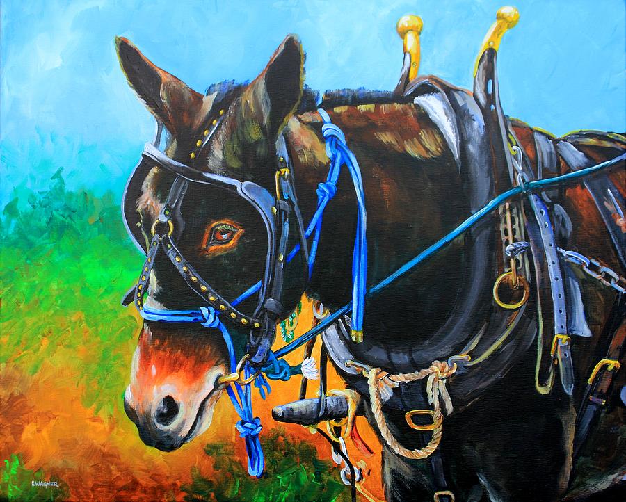 Whoa Mule You Kicking Mule Painting by Karl Wagner