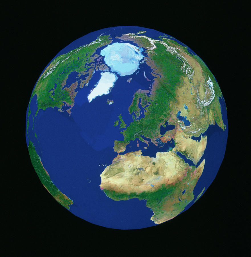 Whole Earth Centred On Europe Photograph by Copyright Tom Van Sant/geosphere Project, Santa Monica/science Photo Library
