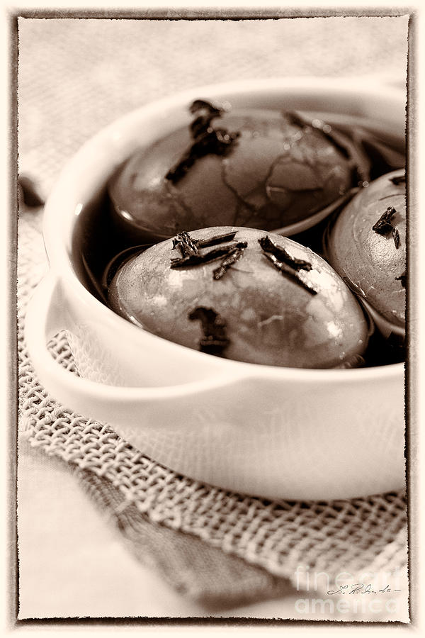 Egg Photograph - Whole Smoked Eggs Sepia by Iris Richardson