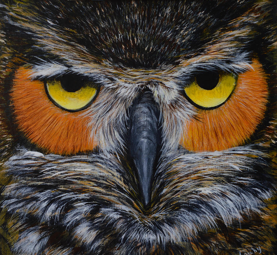 Whooo Is Looking At You? Painting by Nancy Lauby