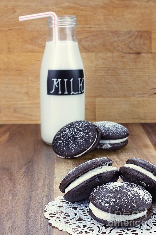 Whoopie Pies or Moon Pies and Milk Photograph by Stephanie Frey