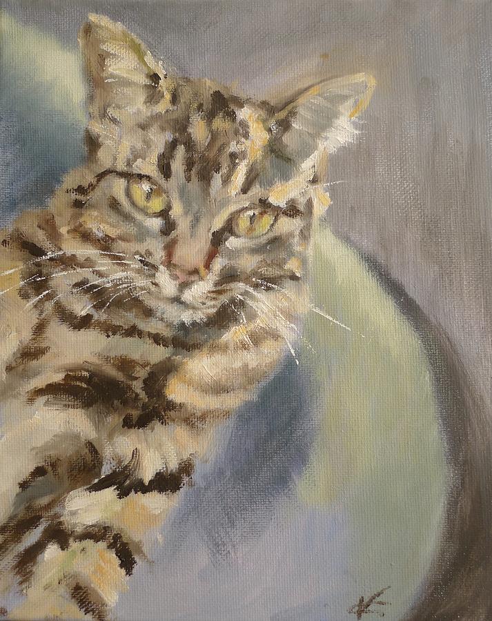 Cat Painting - Whos Looking atcha by Veronica Coulston