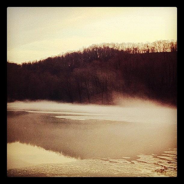 #whpfoggy  Fog On The Half Frozen Lake Photograph by Donna Peklinsky