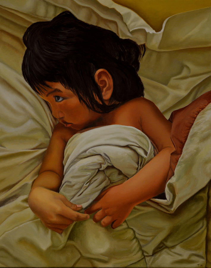 Little Girl Painting - Why Me by Thu Nguyen