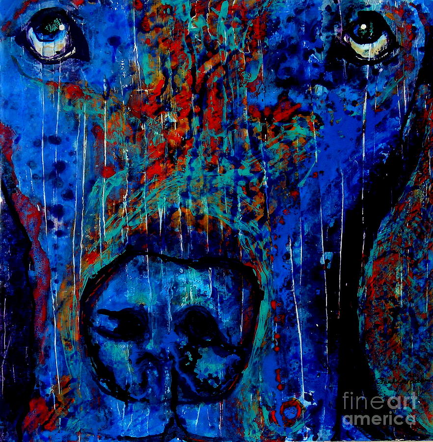Dog Painting - Why So Blue? by Freddie Lieberman