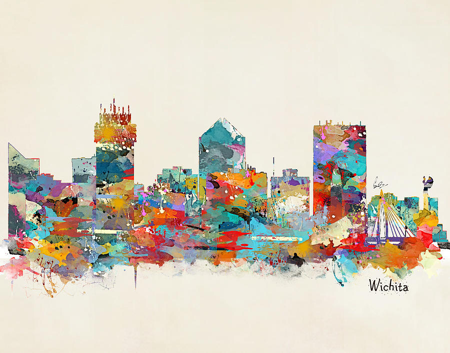 Wichita Kansas skyline Painting by Bri Buckley