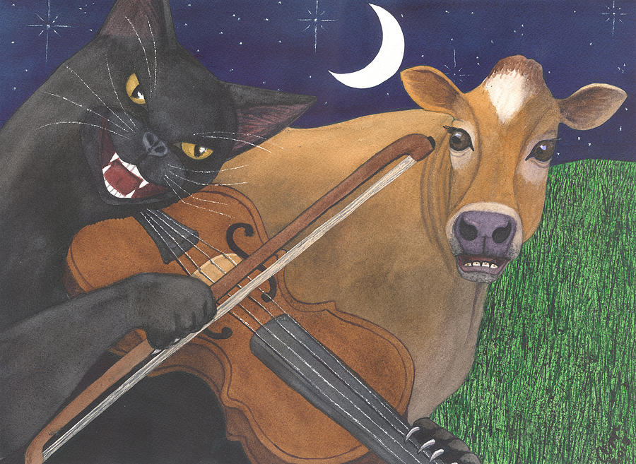 Wicked Kittys Got the Fiddle Painting by Catherine G McElroy