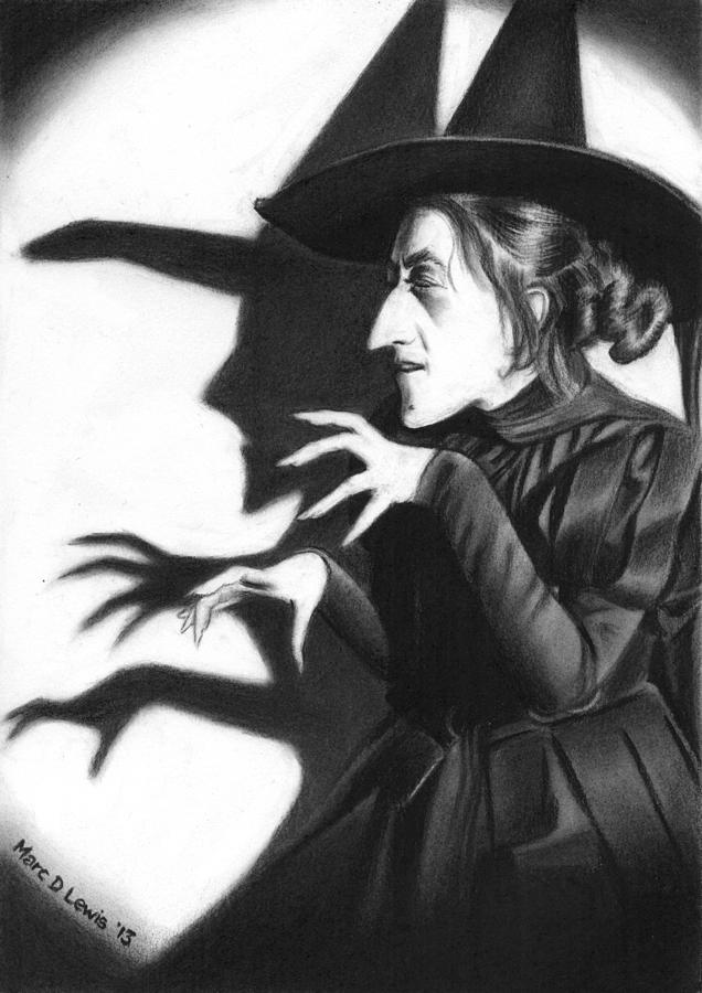 Wizard Of Oz Wicked Witch Drawing by Marc D Lewis
