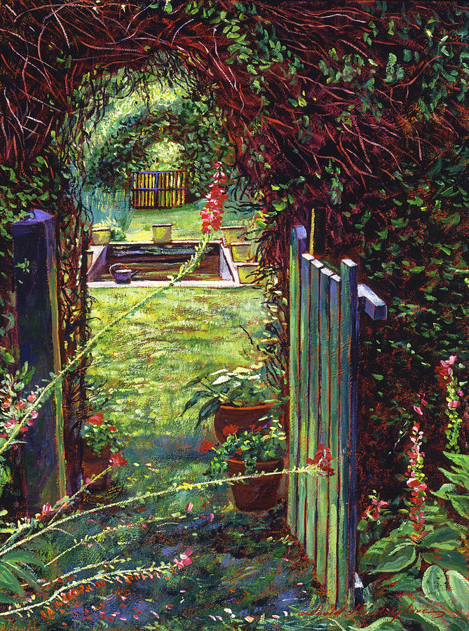 Landscape Painting - Wicket Garden Gate by David Lloyd Glover