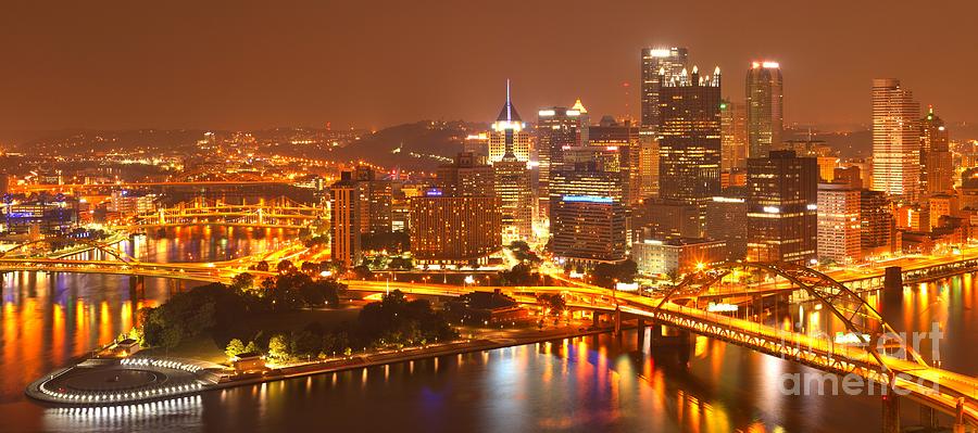 Wide Angle Pittsburgh Cityscape Photograph by Adam Jewell
