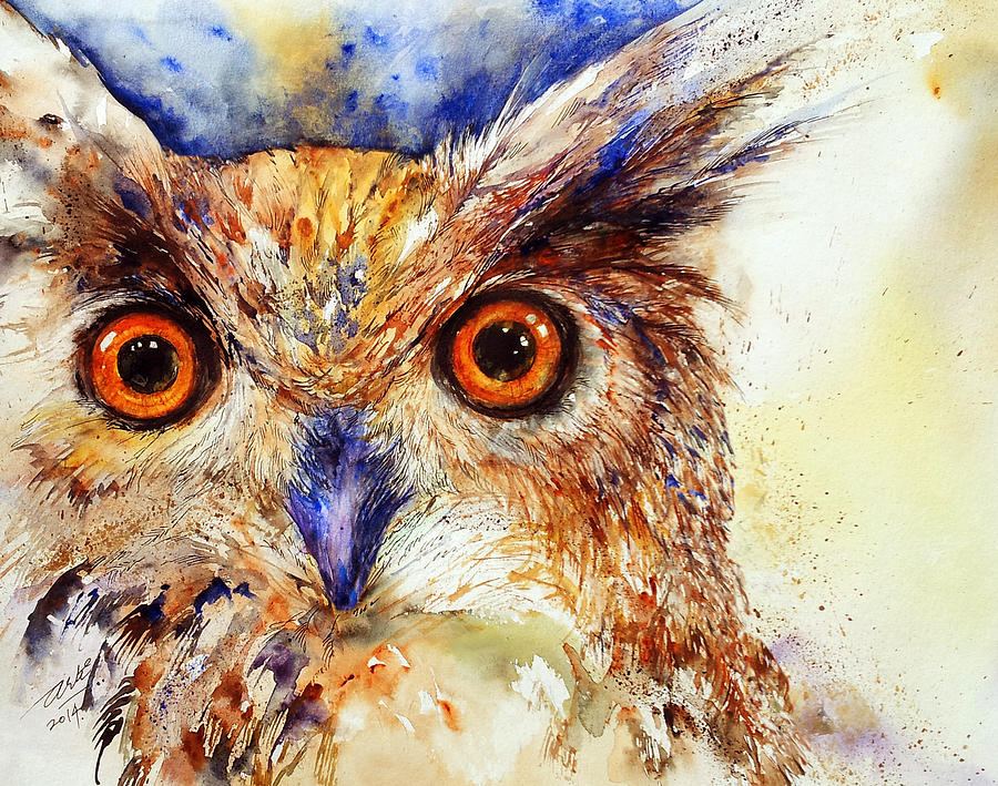 Wide Eyed_ the Owl Painting by Arti Chauhan