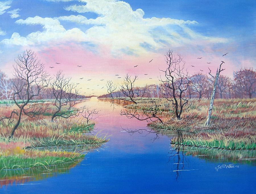 Marshland Painting - Wide Open Spaces by Seth Wade