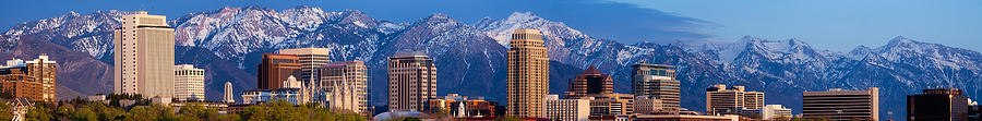Wide Panorama Of Salt Lake City Utah Skyline Photograph