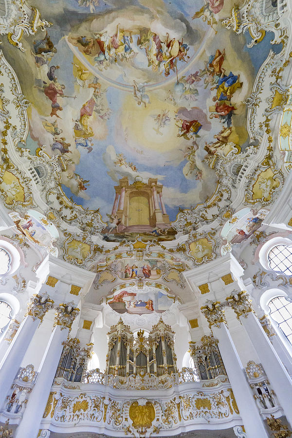 Wieskirche organ and ceiling Photograph by Jenny Setchell