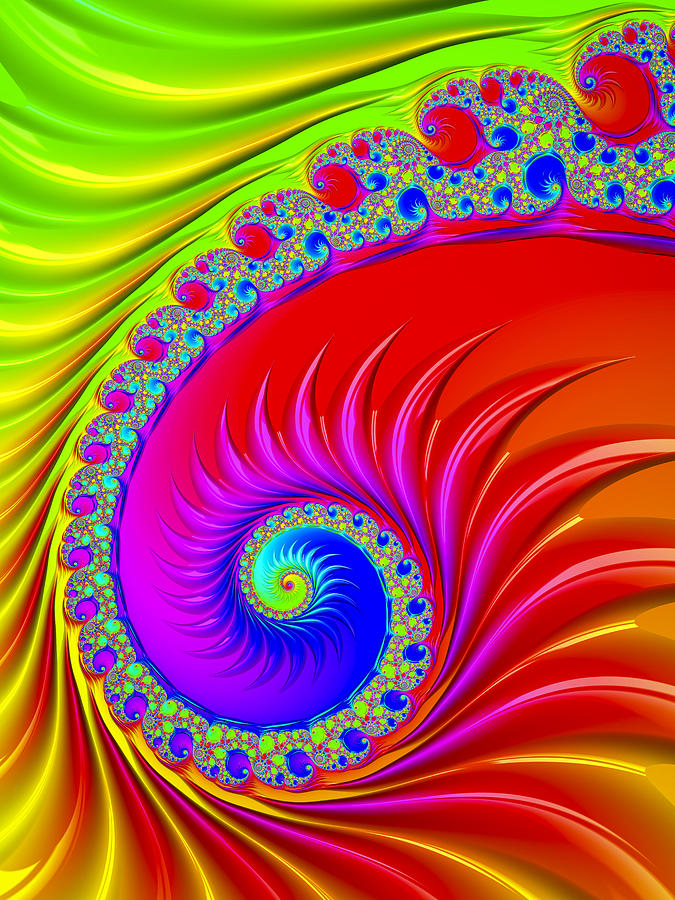 Abstract Digital Art - Wild and crazy spiral with bold colors by Matthias Hauser