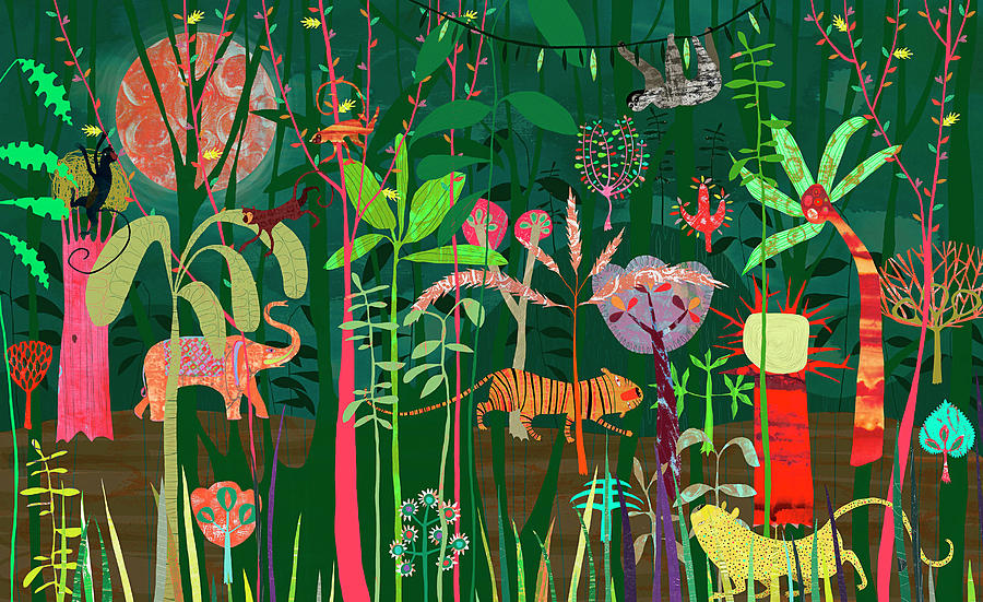 Wild Animals In Lush Bright Color Jungle Photograph by Ikon Ikon Images